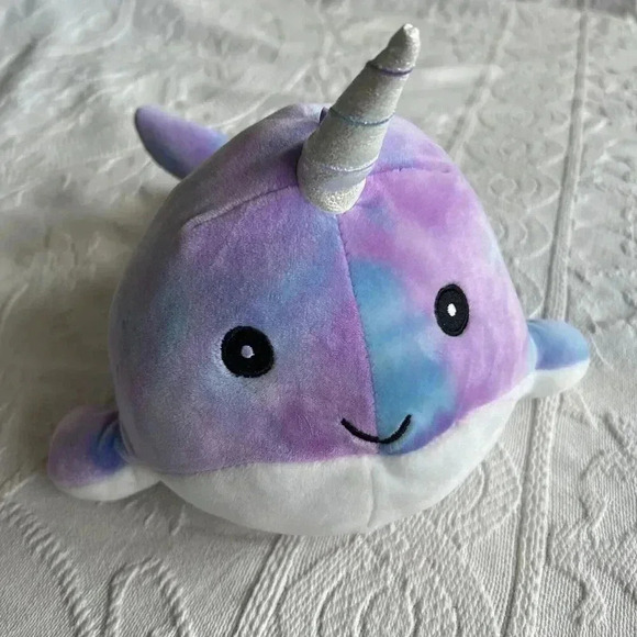 Squishmallows Hallie The Narwhal Galaxy Tie Dye 8” Kellytoy Purple Blue - Picture 1 of 9